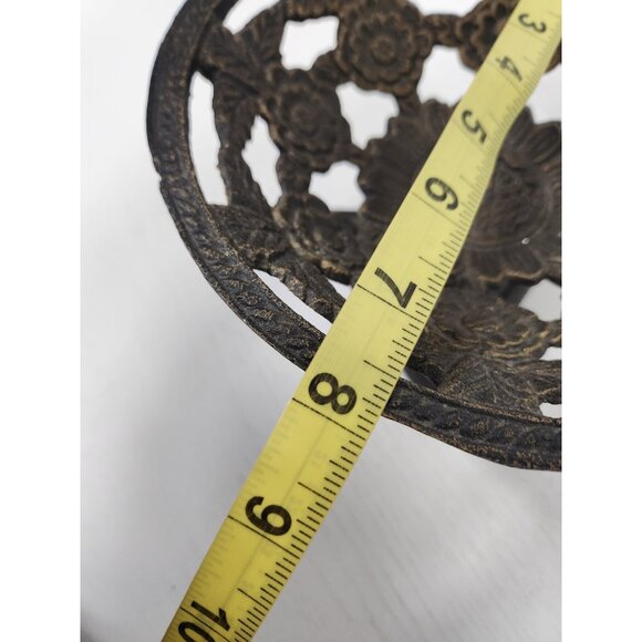 Vintage Cast Iron Decorative Pedestal Bowl Centerpiece Ornate Floral Design MCM - Picture 9 of 9